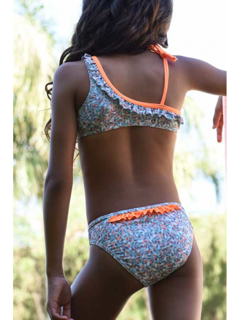 Bikini Naranja de Maricruz Baño Hojas Niña