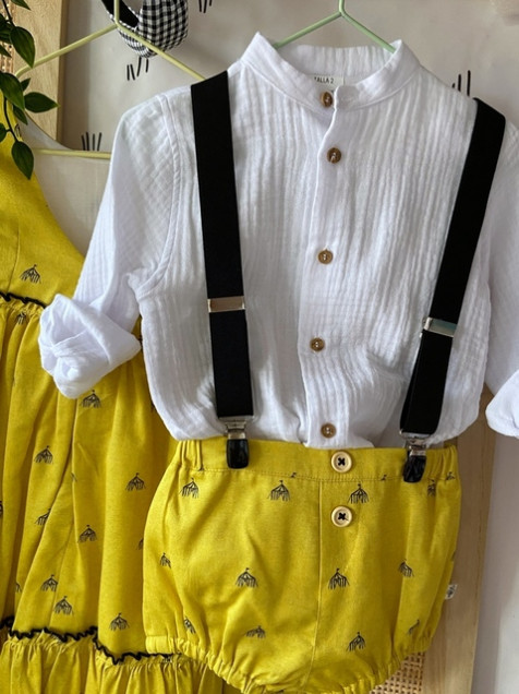 Ropa de algodón para niños pequeños, conjunto de pantalones de camisa para  niños de 6 pies a 4 años, color amarillo, negro, 2 piezas, parte superior